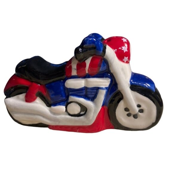 Ceramic Bald Eagle & Motorcycle Salt & Pepper Shakers - Picture 2 of 16